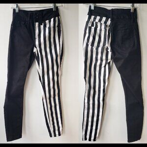 Frankie Stein Monster High Screen Worn Skinny Black & White Striped Skull Jeans